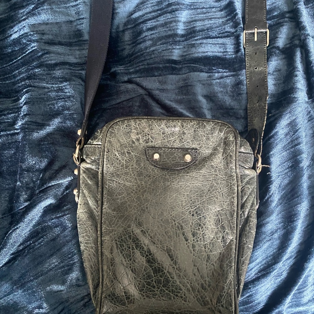 Balenciaga Black Leather Motocross Classic Reporter